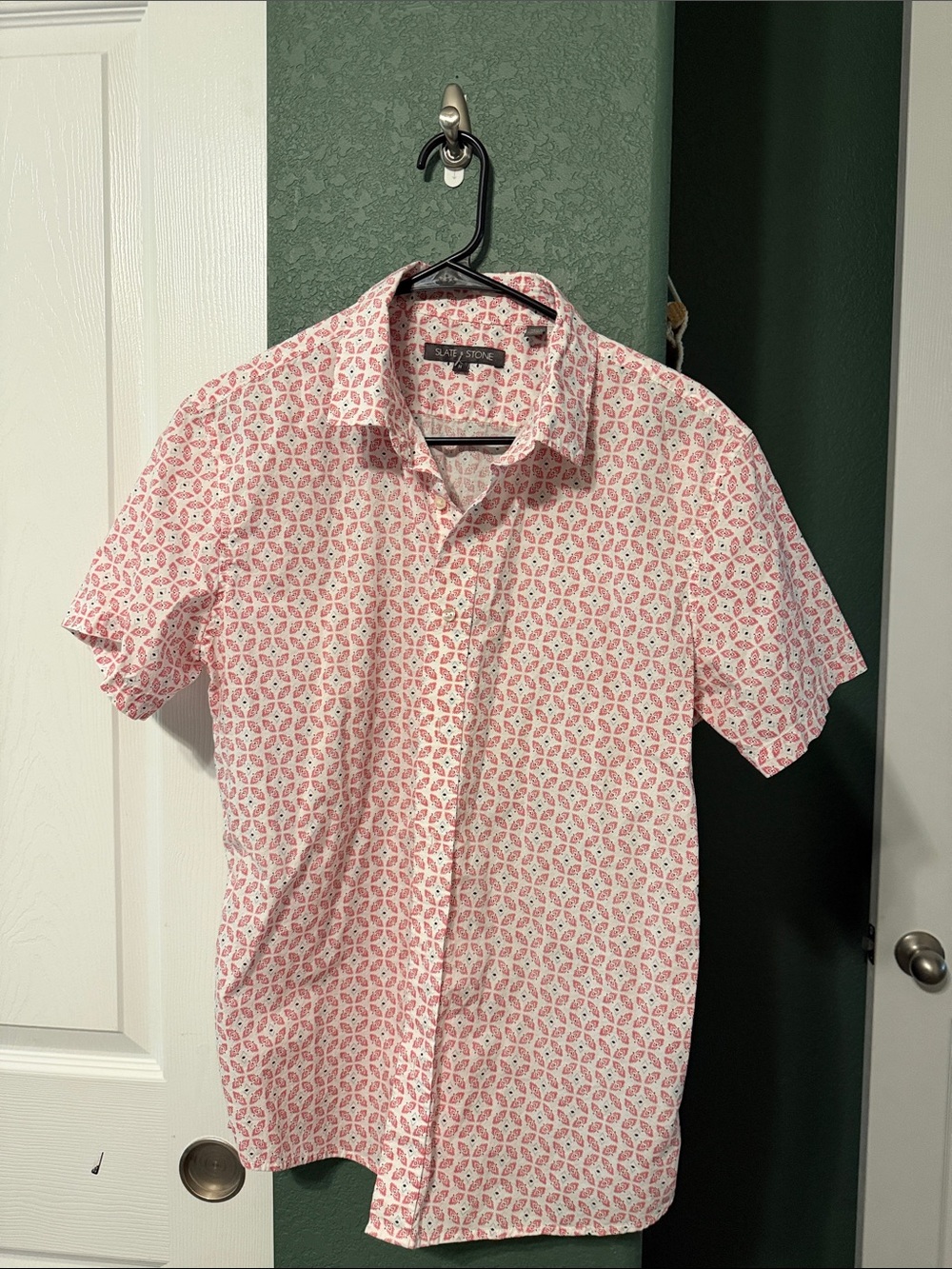 Slate & Stone Short Sleeve Pink Patterned Men's Shirt